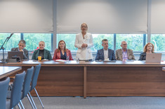 Od lewej: dr inż. B. Ziółkowski, prof. PRz T. Piecuch, prof. PRz K. Khorrami, prof. PRz B. Zatwarnicka-Madura, prof. PRz J. Strojny, prof. PRz T. Olejarz, prof. PRz L. Witek