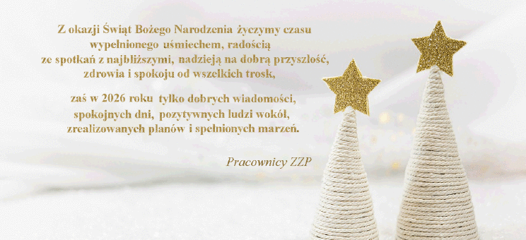 Po prawej stronie dwie choinki, po lewej tekst życzeń (treść dostępna pod grafiką w formie tekstowej), graf. I. Oleniuch na podstawie obrazu pobranego z serwisu pixabay