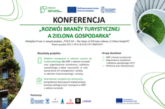 Zdjęcie przedstawia wygląd plakatu informującego o szczegółach dot. konferencji, którego kopie były rozmieszczone na tablicach informacyjnych uczelni,