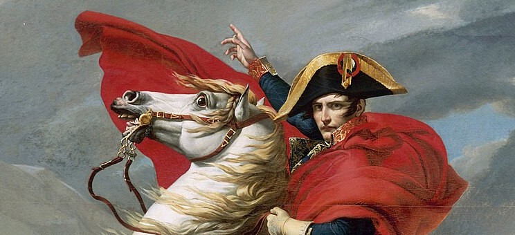 Obraz Napoleon przekraczający Przełęcz Świętego Bernarda autorstwa Jacques'a-Louisa Davida