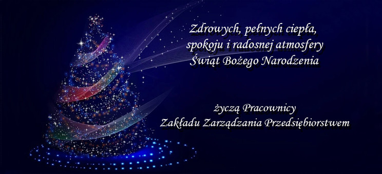 Z lewej strony na grafice choinka, z prawej tekst życzeń (treść dostępna pod grafiką w formie tekstowej),