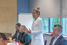 Od lewej: dr inż. B. Ziółkowski, prof. PRz T. Piecuch, prof. PRz B. Zatwarnicka-Madura,  prof. PRz J. Strojny